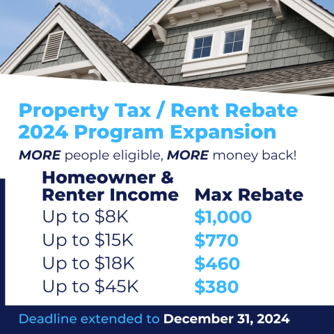 Infographic about PA Property Tax / Rent Rebate. Please visit revenue.pa.gov to view the table.