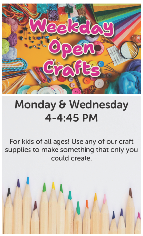 Weekday Open Crafts flyer