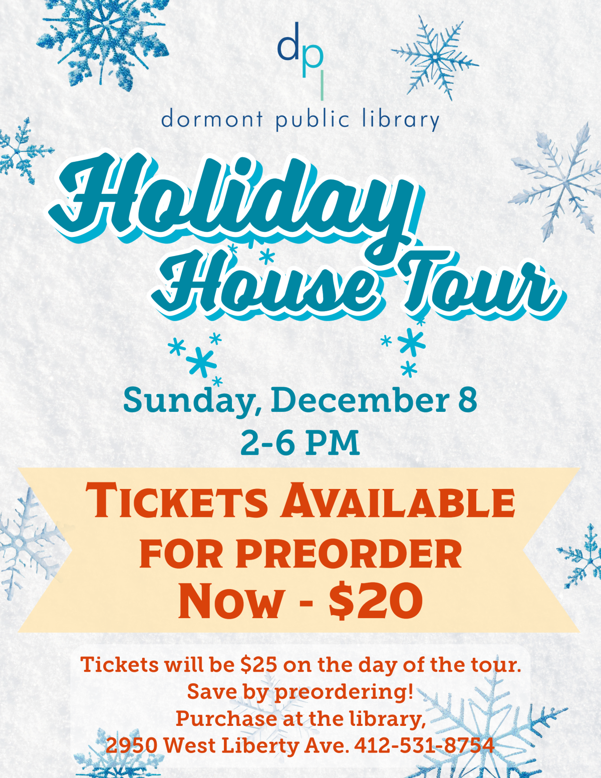 A flyer describing the House Tour ticket presales. Text is largely identical to the event description.