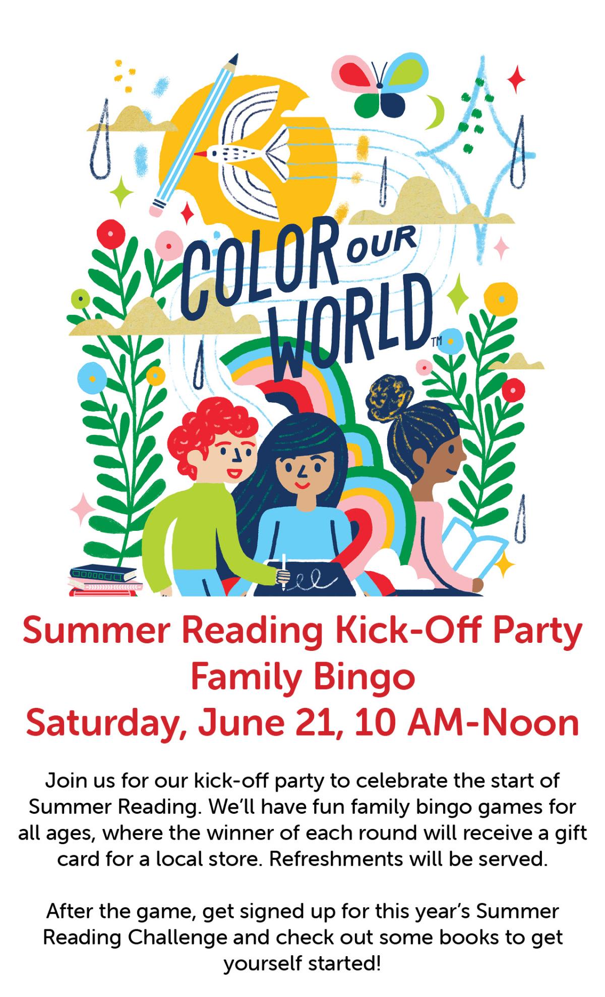 Summer Reading 2025: Family Bingo, June 21, 10-Noon