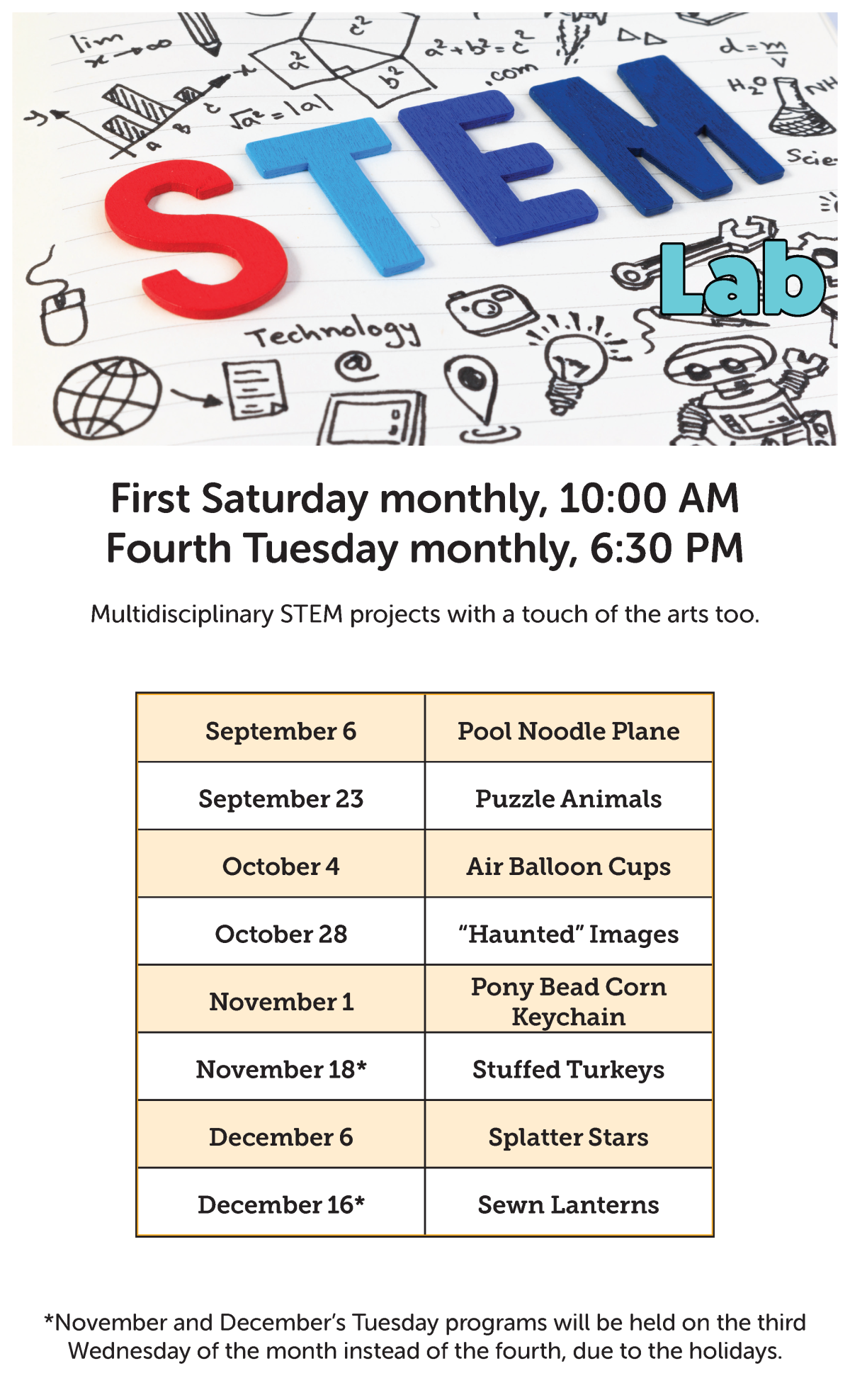 STEM Lab flyer for Fall/Winter 2025